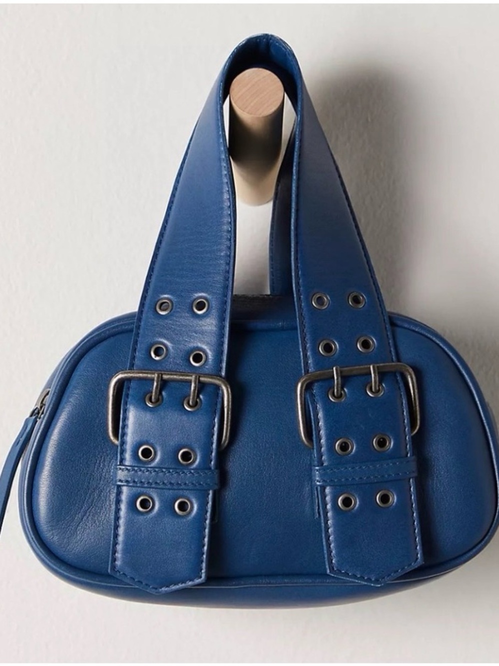 Free People "Say Yes" Leather Buckle Bag - Navy/Royal Blue NWOTs - Picture 2 of 7